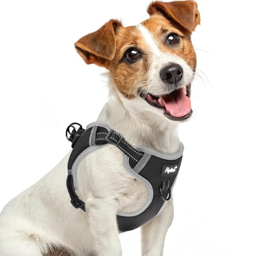 PUPTECK Dog Harness Small Sized Dog, Step in Adjustable Reflective Dog Vest Harness Escape Proof, No Pull Soft Padded Harness Easy Control, Black, S - color: Black, size: S (CHEST: 13"-18")