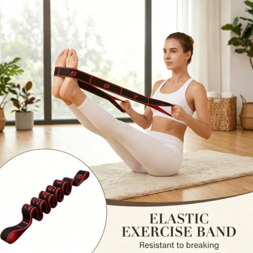 Resistance Bands for Legs: Numbered Stretch Bands for Exercise Yoga - color: Black