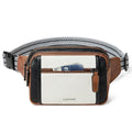 LATMAP 3L TRIPLE ZIP Fanny Packs Belt Bag For Women Men Crossbody Waist Pack Sling Chest Bum Travel Bag Purse Faux Leather Fashion Cute Black - color: Black & White W/ Brown Trim