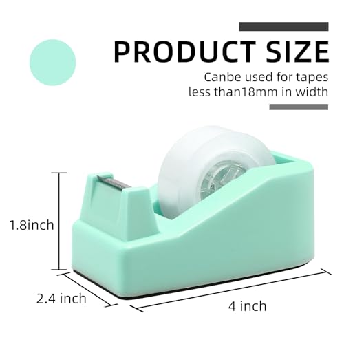 Desktop Tape Dispenser Heavy Duty Desk Accessories Floral Office Tape Dispensers, Weighted Non-Skid Base, Macaron Green - color: Macaron Green
