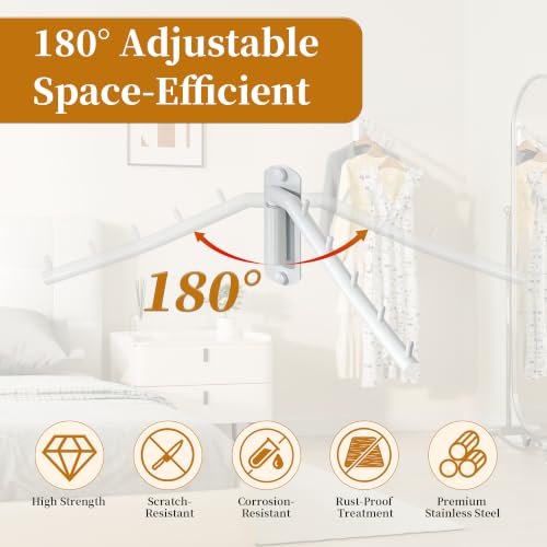 Alise Wall Mounted Drying Rack,Swivel Clothes Drying Hangers,White,2 Pack - color: White, size: 1005 (2 Pack)