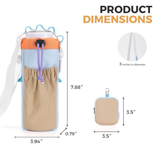 Water Bottle Holder with Strap Fits 16-24oz Bottle, Water Bottle Carrier with Earphone Bag, Hands-Free Crossbody Bottle Bag for Dog Walking, Travel, Hiking & Everyday Use - color: Blue
