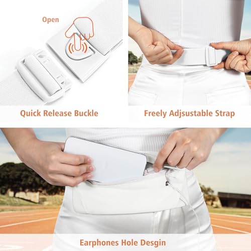 WHIPPY Slim Running Belt Fanny Pack for Women Men Elastic Runners Belt Waist Pouch Chest Bag Phone Holder Waist Pack for Running Hiking - color: 5-White