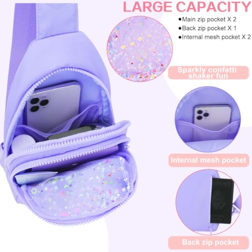 Birthday Gifts for for Girls Women- Small Initial Sling Bag Cross Body Bag Fanny Pack for Girls Purple Clear S - color: Purple Clear