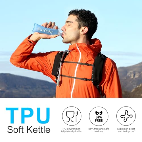 INOXTO Soft Flask,Collapsible Soft Water Bottles for Hydration Vests and Running Packs, Soft Flask Running Bottles for Hiking Cycling(250/500 ml) (2 PCS 250ML) - size: 2 PCS 250ML