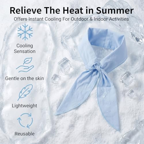 Neck Cooling Wrap for Hot Weather – Reusable Ice Pack for Neck, Cold Gel Wrap for Summer Heat Relief, Outdoor Sports, Travel, Gym – Soft Breathable Fabric, Hands-Free Flexible Design