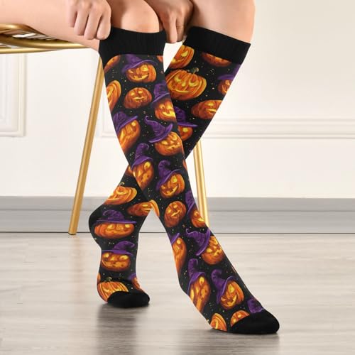 Wusikd Cats Compression Socks for Women and Men Circulation Cute Long Socks for Athletic Running 1 - color: Pumpkins