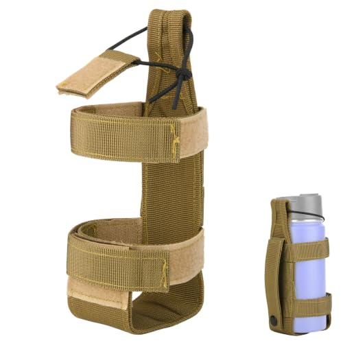 Water Bottle Holder, Lightweight Bottle Carrier for Tactical Backpack, Portable Adjustable Belt Water Bottles Holder Pouch for Travel Gym Hiking Camping - color: Khaki