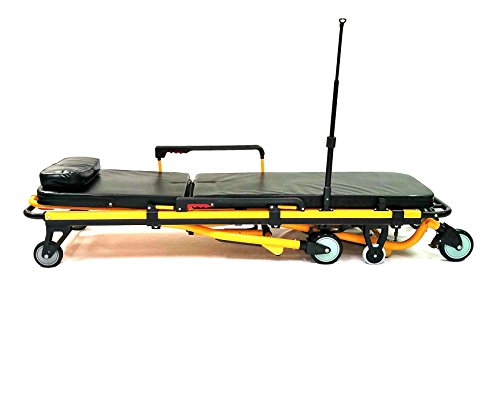 MS3C-200S Professional Ambulance Stretcher, IV Pole, One Man Loading, Collapsable Side Rails, Weight Capacity 350 lbs