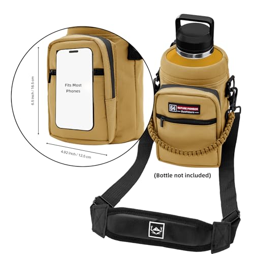 NATURE PIONEOR 26-128 oz Insulated Water Bottle Carrier Holder with Strap - color: Brown, size: 64oz