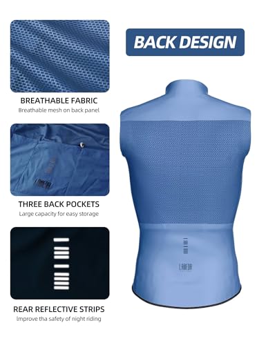 LAMEDA Cycling Jacket for Men Women, Windproof Lightweight Packable Cycling Windbreaker Bicycle Clothing Jacket - color: Haze Blue-plus, size: Small
