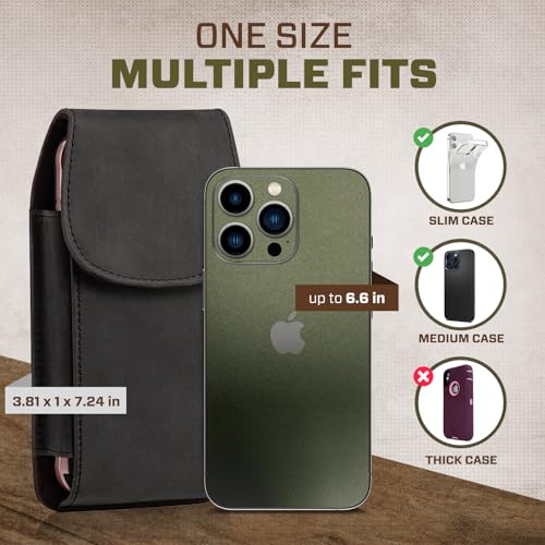 Leather Cell Phone Holster for Belt, Phone Pouch Belt Holder fits for iPhone 17 Pro Max 16 Pro Max 15 Pro Max 14 Pro Max 13 Pro Max Samsung Galaxy S25 Edge S24 Ultra Case with Belt Clip (Grey) - color: Grey