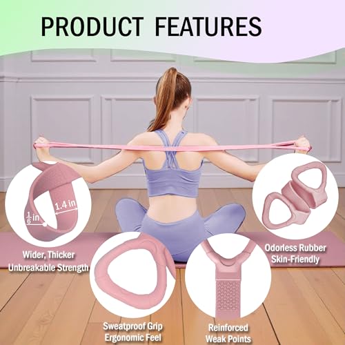 Full Body Resistance Bands Set for Women & Men, Professional Upper & Lower Body Workout Bands for Arms, Legs, Glutes, Yoga, Strength Training, Home Gym Fitness Equipment - color: Purple 2pcs