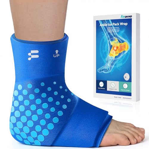 Ankle Ice Pack Wrap, Long-Lasting Cold Compression for Ankle Recovery - color: Blue, size: L