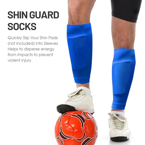 HUIOP Sock,Running Leg Socks, 1 Pair Shin Guard Socks Men Women Soccer Shin Socks Football Calf Sleeves - color: Blue