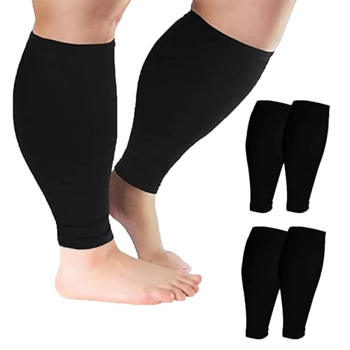 Plus Size Compression Leg Sleeves for Women Men - color: 2pcs-Black, style: 2XL