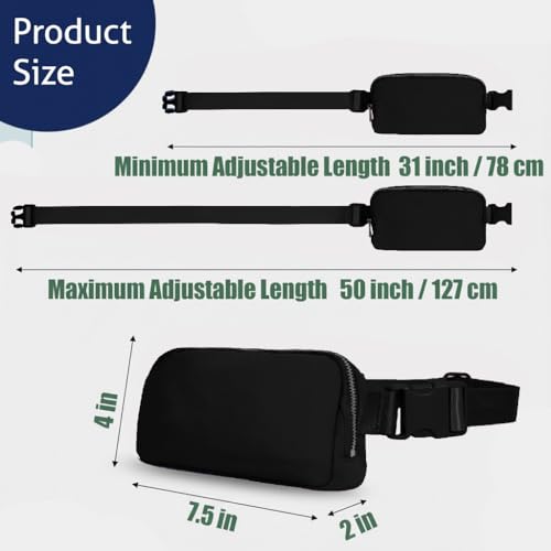 Mini Fanny Pack Lightweight Small Belt Bag Fits Phones Unisex for Travel, Gym, Daily Use Crossbody or Waist - color: S - Black