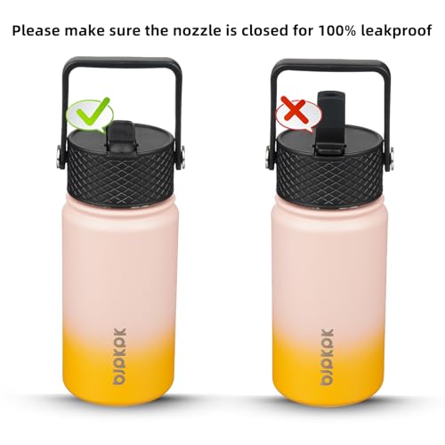 BJPKPK Insulated Water Bottle, 15oz Stainless Steel with Straw Lid - color: Coral, style: 15oz