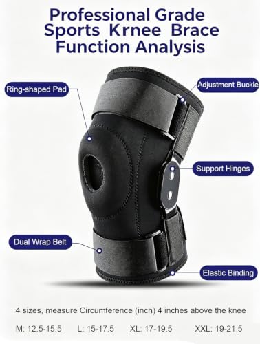 Hinged Knee Brace for Men Women, Adjustable Compression Knee Seeve Patellar Tendon Support Strap, Knee Support Meniscus Knee Brace Knee Brace with Side Stabilizers Knee Brace for Meniscus Tear, Rodilleras Para Dolor de Rodillas (X-Large) - size: X-Large