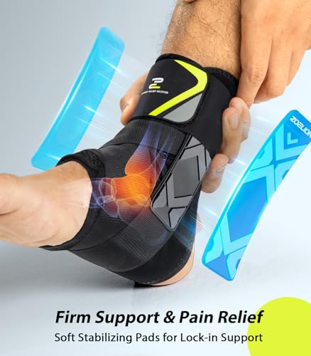 ZOELION Ankle Brace for Men Women with Auto-adaptive Side Pads, [Slim Fit & Flex Support] Ankle Stabilizer Support, Quick Hook & Loop Lace Up Ankle Brace for Sprained Ankle,Injury Recovery,Sports, L
