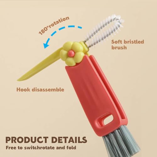 3 in 1 Cup Lid Cleaning Brush, Multifunctional Cleaning Brush Portable Cup Lid Cleaner for Bottle Gap Tight Spaces Cup, Portable Cup Lid Cleaner, 1 Pcs Green - color: 1 Pcs Green