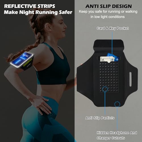 HAISSKY Running Armband with Zipper Pocket Sweatproof Running Phone Holder - color: Black(Upgraded Version,6.9")