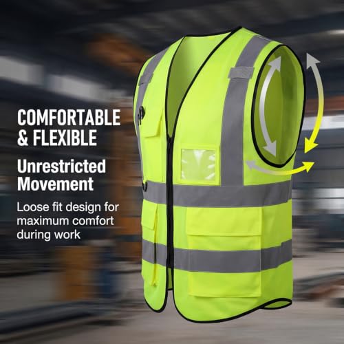Safety Vest High Visibility Reflective Construction Vest - color: Green, size: Small