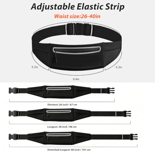 Slim Running Belt for Women Men,Phone Holder Waist Pack,Runners Fanny Pack - color: Light Black