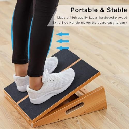 Adjustable Wooden Slant Board for Calf Stretching, 5 Angles