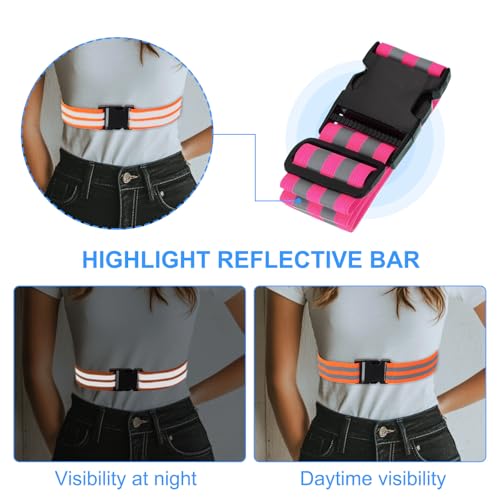 PATIKIL Adjustable Reflective Running Belt, Glow Pt Belt Sash for Cycling Walking - color: Pink, size: 1.9 Inch