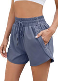 Halife Women's High Waisted Quick Dry Athletic Running Shorts with Pockets - color: Blue Gray, size: X-Large