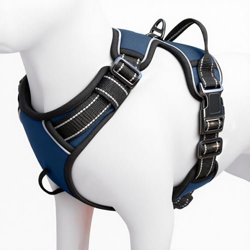 No Pull Dog Harness, No-Choke Soft Padded Reflective Dog Vest Harness with Front Clip & Top Handle, 2 Quick-Release Buckles, Adjustable for Small Medium Large Dogs - color: Royal Sapphire, size: X-Small