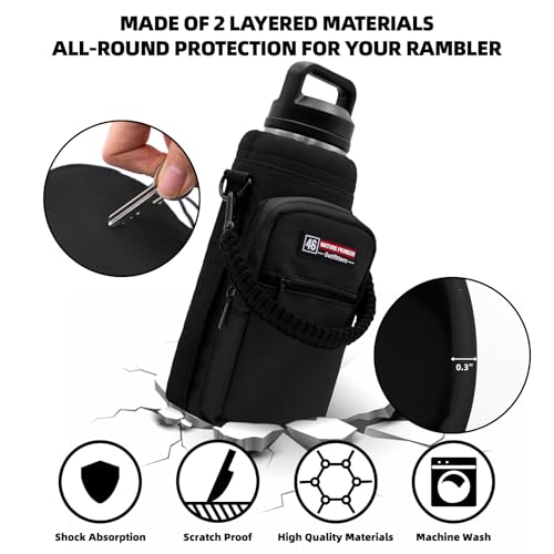 NATURE PIONEOR 26-128 oz Insulated Water Bottle Carrier Holder with Strap - color: Black, size: 40-46oz