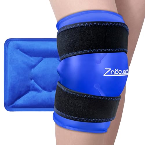 ZNÖCUETÖD Enhanced Knee Ice Pack Wrap for Pain Relief, Large Gel Ice Pack for Knee Leg Injuries Reusable with Cold Compression for Tendonitis, Arthritis, Swelling, Bruises, Surgery Recovery - color: Blue