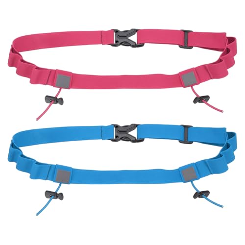 Bib Belt Race Belt Triathlon Number Holder 2Pcs Rose Red/Sky Blue - color: Rose Red/Sky Blue