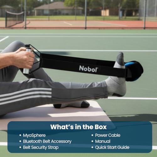 MyoSphere® Vibration Massage Ball & MyoBelt Kit, Portable Muscle Recovery Tool with Bluetooth Belt Remote Deep Tissue Vibration Rechargeable Massager - Nobol Blue - color: Nobol Blue