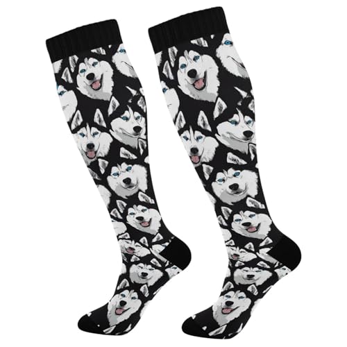 Wusikd Heartbeat Symbol Compression Socks for Women and Men Circulation Black Long Socks for Athletic Running 1 - color: Husky