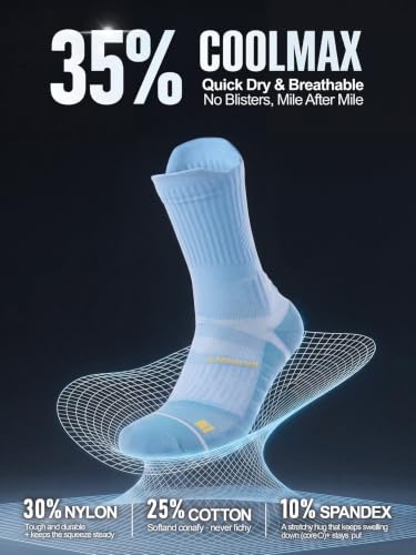 Coolmax Running Socks for Women Stay Dry Cloud Cushioned Compression - color: Blue, size: 8-11