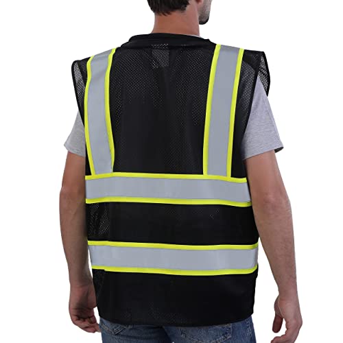 Neopelta Hi Vis Reflective Safety Vest for Men Women Black Mesh/Yellow M - color: Black / Yellow Trim, size: Medium