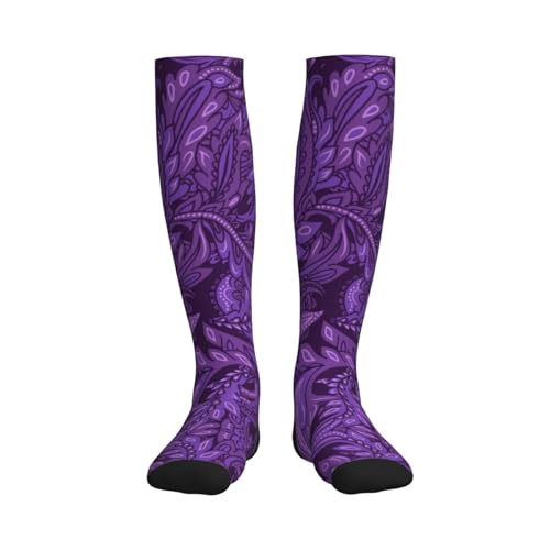 Compression Socks Women And Men For Nurses Travel Pregnancy Recovery Running Athletic - color: Purple Paisley Bandanna