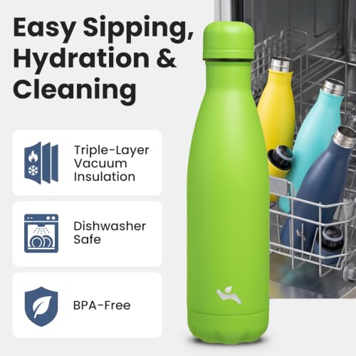 Konokyo 17 oz Insulated Stainless Steel Water Bottle, Green - color: Green, size: 17 Ounces