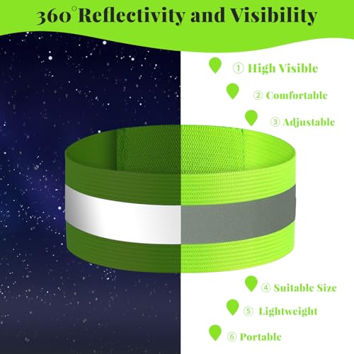 60 Pieces Reflective Bands Reflective Armbands Arm Bands for Wrist, Arm, High Visibility Reflective Running Gear Safety Reflector Tape Straps for Night Walking, Running