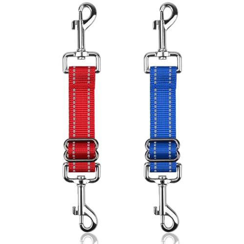 YUEPET Dog Safety Collar Clips 2 Pack Adjustable Prong Collar Backup Clips - color: Red+Blue