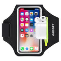 HAISSKY Running Armband with Earphone Pouch Fits Phones up to 6.9" - color: Black (Up to 6.9''), size: Medium
