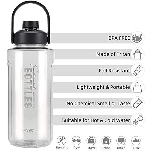 2L/64oz Grey Half Gallon Water Bottle with Handle for Gym & Outdoors - color: grey