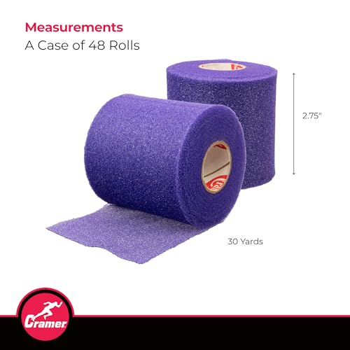 Cramer Tape Underwrap, Bulk Case of 48, Purple Rolls, Non-Latex Pre Wrap to Protect Skin from Irritation and Discomfort Caused by Athletic Tape for Taping, Secure Pads and Ice Packs, 2.75" x 30 Yards - color: Purple
