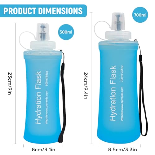 Soft Flask 700ML Blue for Hydration Pack, Running Vest, Leak-Proof Folding, Reusable