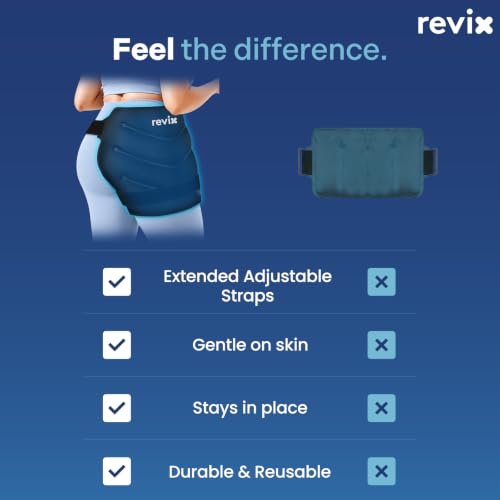 REVIX XXL Hip Ice Pack Wrap for Hip Replacement, Reusable Gel Ice Pack - color: Black Xxl