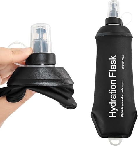 AXEN Soft Flask TPU Foldable Running Hydration Flask, Soft Collapsible Water Bottle for Hydration Pack Cycling Marathon Running Hiking - color: Black-150ml