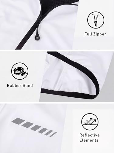 qualidyne Women's Windproof Cycling Vest, Full-Zip Bike Jacket with Pocket - color: White, size: Large